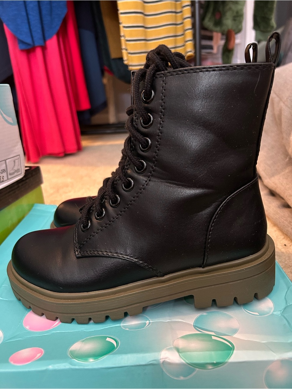 Soda Black Boots Lace Zipper Chunky - Picture 4 of 9
